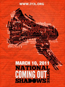 Red and black poster for National Coming Out Day