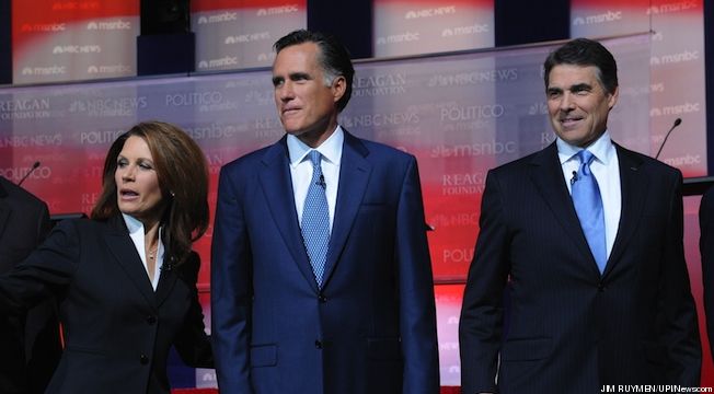 Bachmann, Perry, and Romney at the GOP Debate