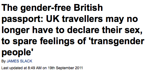 The gender-free British passport: UK travellers may no longer have to declare their sex, to spare feelings of 'transgender people'