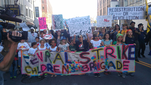 Occupy Oakland general strike children's brigade marching yesterday