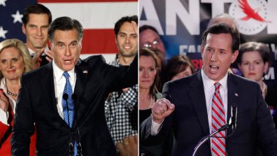 Mitt Romney and Rick Santorum