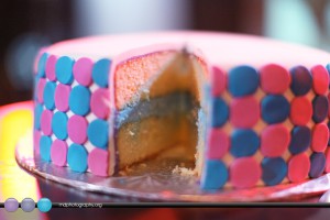 Cake with blue and pink icing 