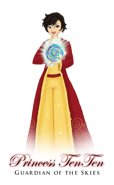 Image of Princess Ten Ten, with short black hair and a long robe and pants, she defies gender norms in East Asia.