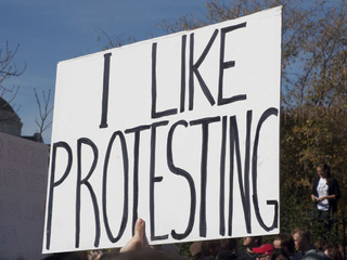 Sign says I like protesting