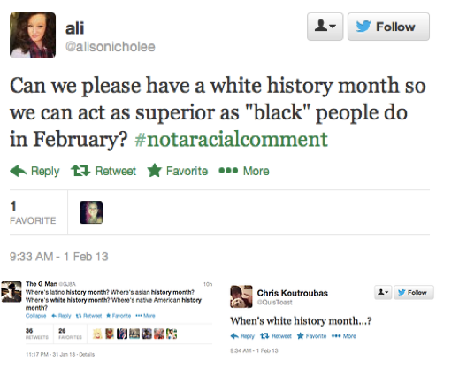 White History Month tweet