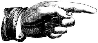 woodcut image of a pointing finger