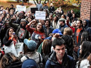 Students protesting the corportization of the university at Syracuse University.