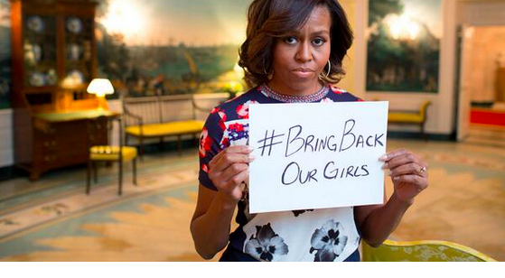 Michelle Obama with #bringbackourgirls sign