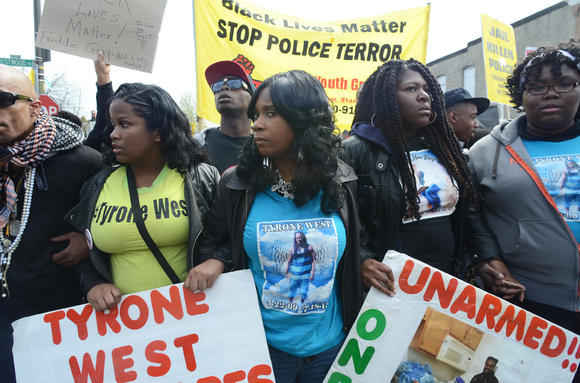 women protesting in Baltimore