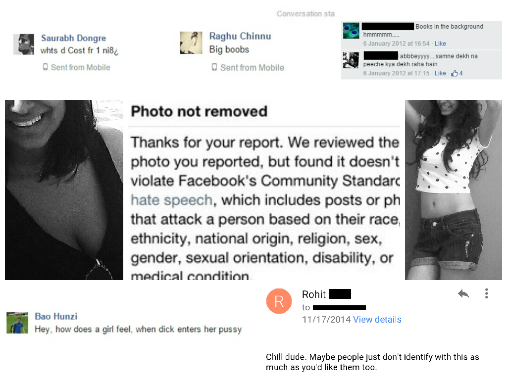 Image caption: Screenshots portraying sexual harassment faced by the author)
