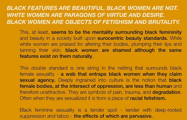Amandla's instagram post on black women and beauty