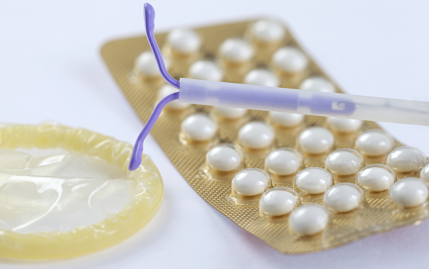 Birth Control symbole- IUD and contraceptive Pills and Condom