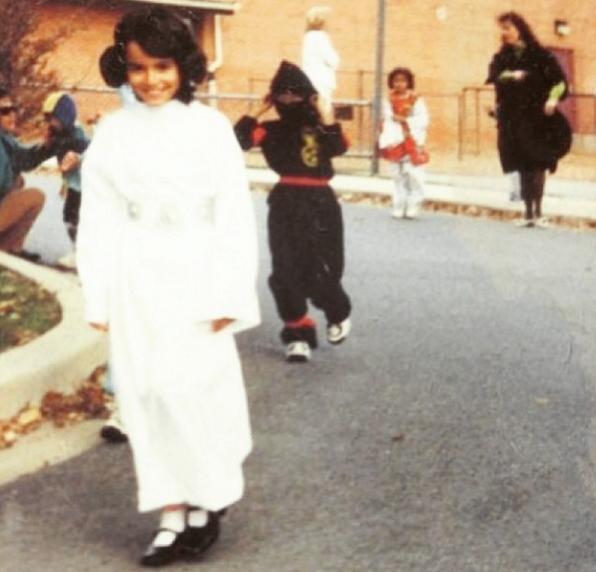 The author dressed up as Princess Leia when younger