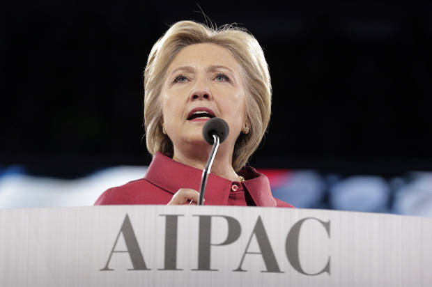 Democratic U.S. presidential candidate Hillary Clinton addresses the American-Israeli Public Affairs Committee (AIPAC) Conference's morning general session at the Verizon Center in Washington March 21, 2016.      REUTERS/Joshua Roberts - RTSBINR