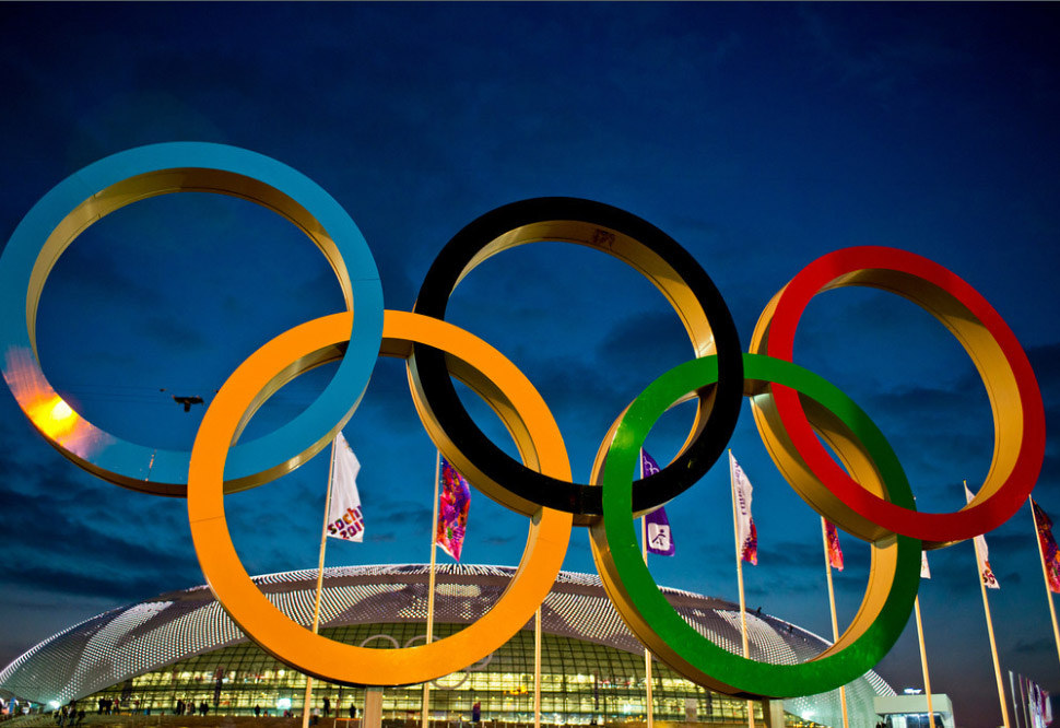 A photo of the olympic rings.
