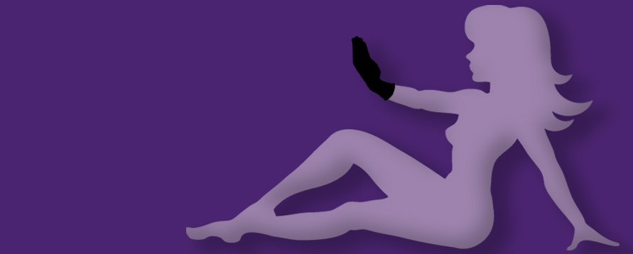 Image of the midflap girl fisting against a purple background